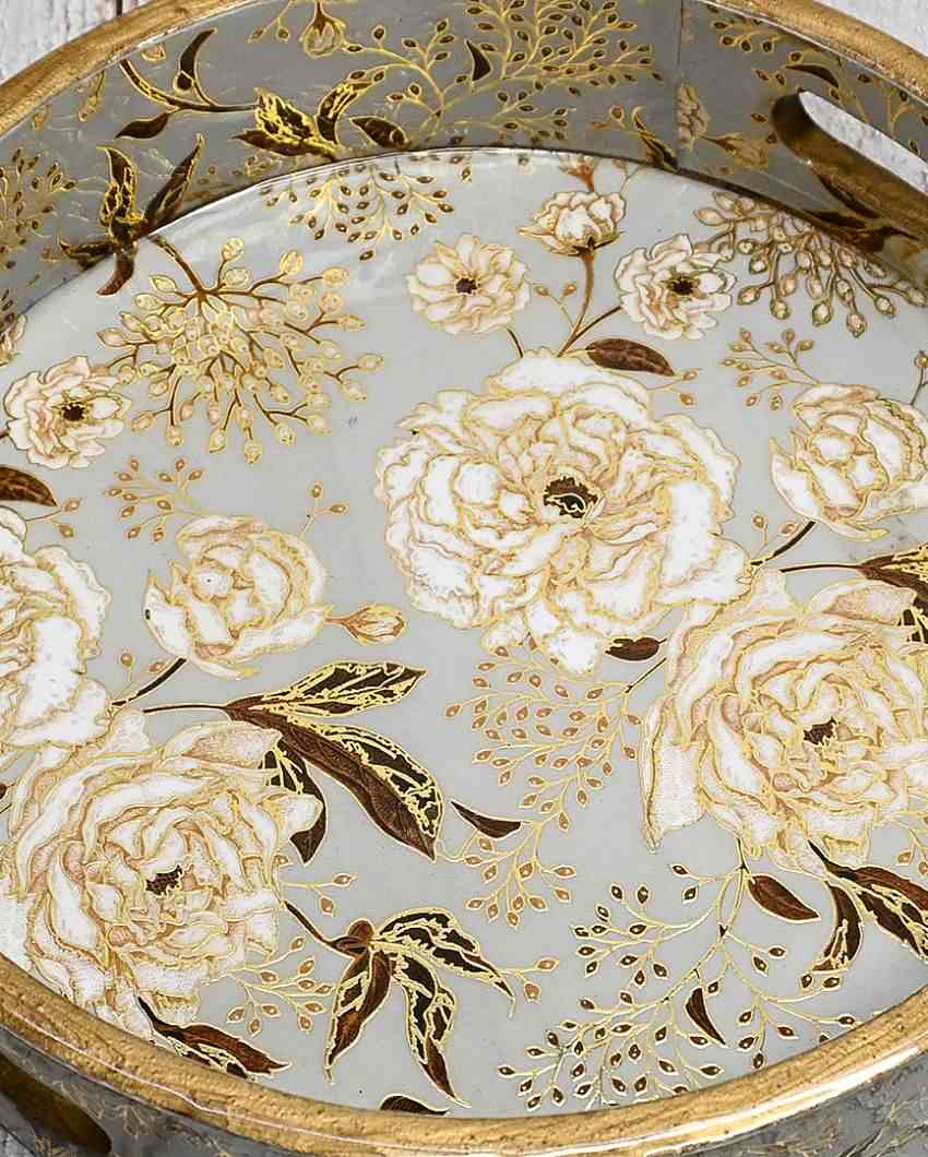 Summer Roses Round Wooden Trays | Set Of 3