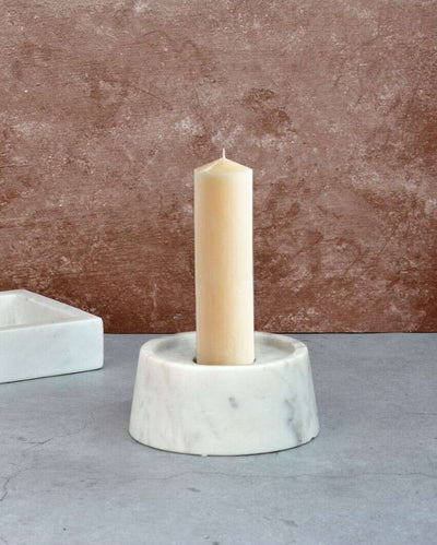 Marble Design Pillar Candle Holder | 5 x 3 inches