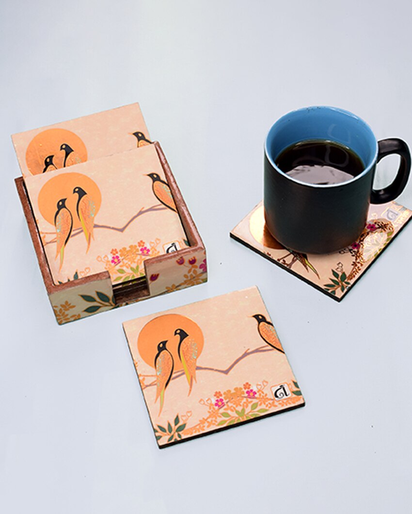 Classic Bird Coasters with Holder | Pack Of 6