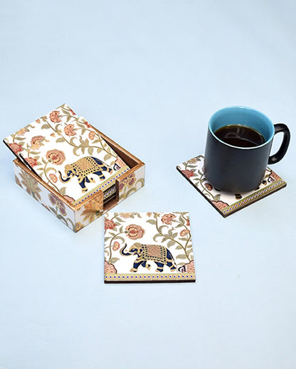 Indian Maharaja Elephant Coasters with Holder | Pack Of 6