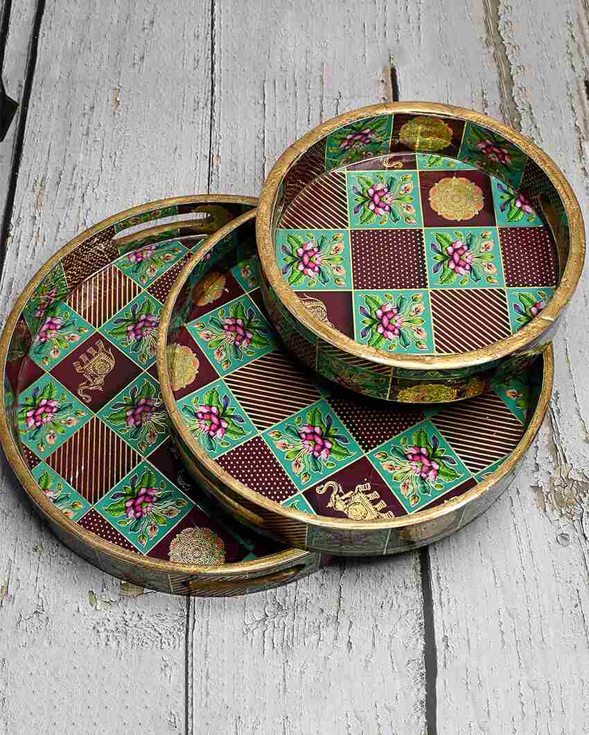 Rajasthani Wooden Round Trays | Set Of 3