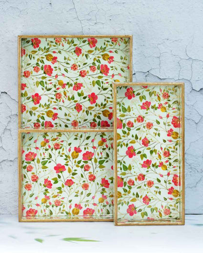 Blossom Rectangular Wooden Trays | Set Of 3