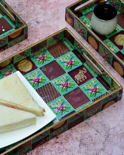 Rajasthani Wooden Rectangular Trays | Set Of 3