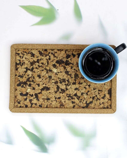 Minimalistic Design Cork Textured Serving Tray | 9 x 6 inches