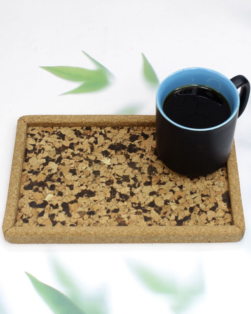 Minimalistic Design Cork Textured Serving Tray | 9 x 6 inches