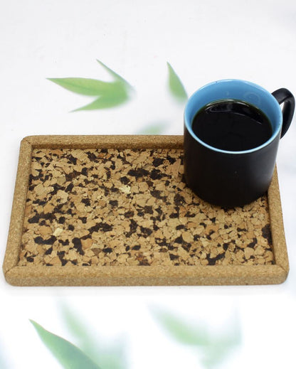 Minimalistic Design Cork Textured Serving Tray | 9 x 6 inches