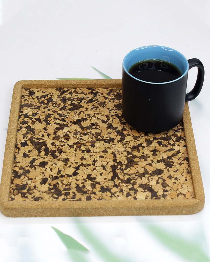 Square Cork Serving Pattern Tray | 9 x 9 inches