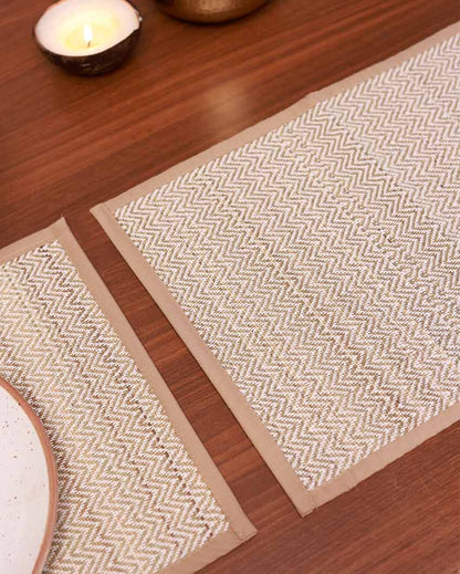 Fawn Madurkathi Chevron Placemats | Set of 6 | 18 x 12 inches