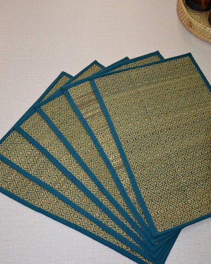 Blue Madurkathi Diamond Placemats | Set of 6