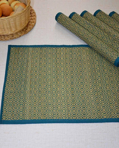 Blue Madurkathi Diamond Placemats | Set of 6