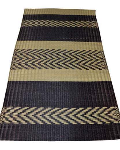 Madurkathi Charcoal & Natural Floor Mat | 72 x 36 inches