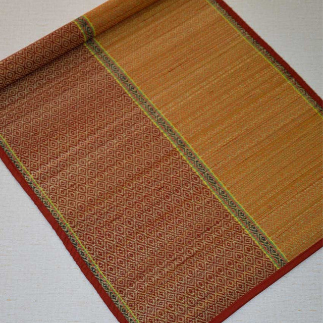 Maroon Orange Madurkathi Floor Mat | 60 x 24 inches