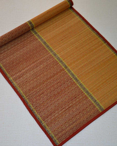 Maroon Orange Madurkathi Floor Mat | 60 x 24 inches