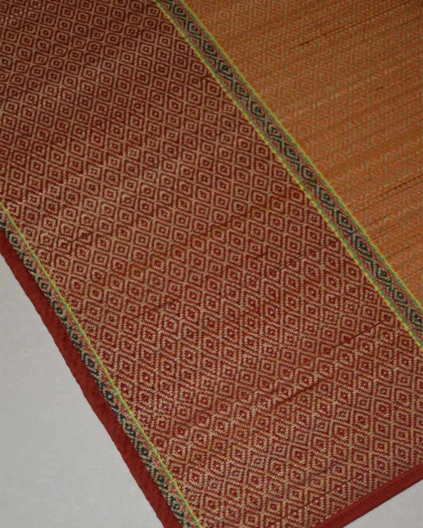 Maroon Orange Madurkathi Floor Mat | 60 x 24 inches