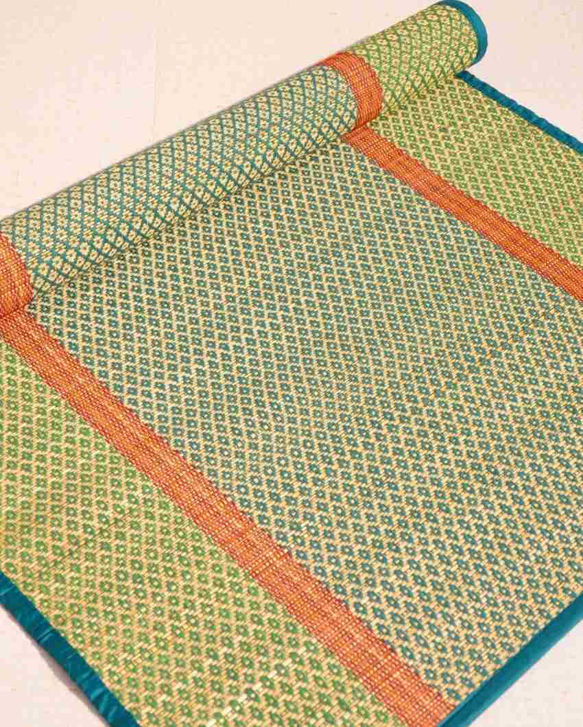 Stylish Blue & Green Madurkathi Floor Mat | 60 x 24 inches