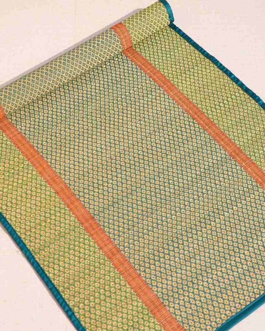 Stylish Blue & Green Madurkathi Floor Mat | 60 x 24 inches