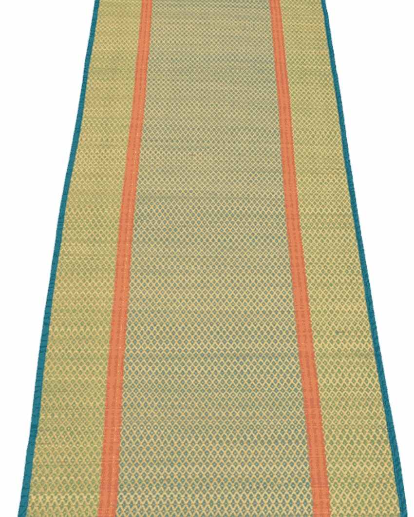 Stylish Blue & Green Madurkathi Floor Mat | 60 x 24 inches