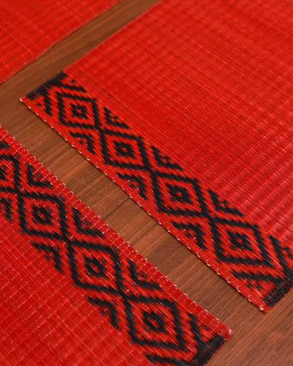 Masland Rust & Charcoal Madurkathi Placemats & Runner Set | 7 Pieces