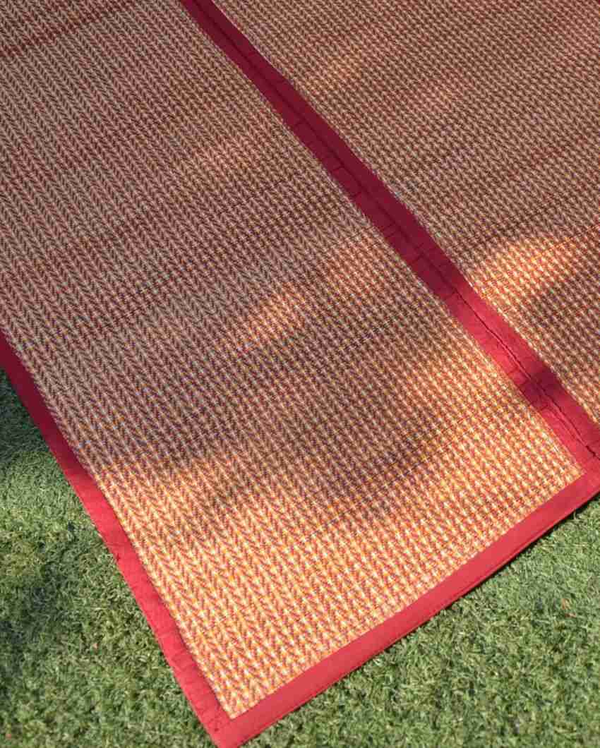 Elegant Maroon Madurkathi Floor Mat | 60 x 36 inches