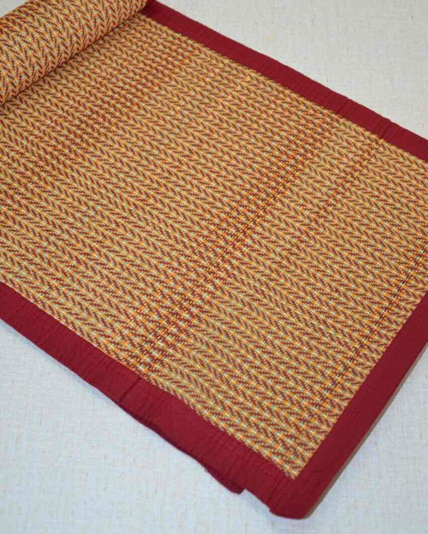 Elegant Maroon Madurkathi Floor Mat | 60 x 36 inches