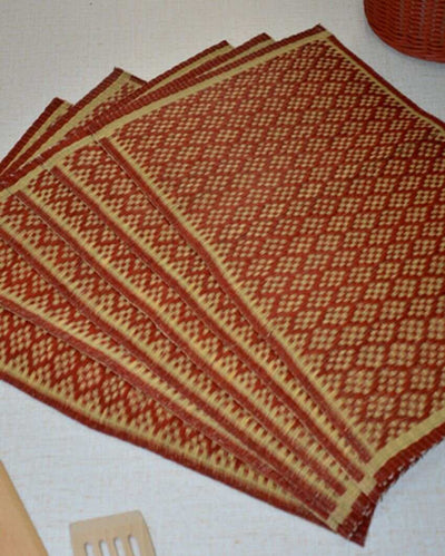 Masland Madurkathi Rust & Beige Placemats | Set Of 6 | 18 x 12 inches