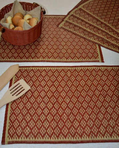 Masland Madurkathi Rust & Beige Placemats | Set Of 6 | 18 x 12 inches