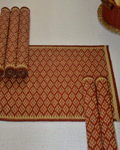 Masland Madurkathi Rust & Beige Placemats | Set Of 6 | 18 x 12 inches