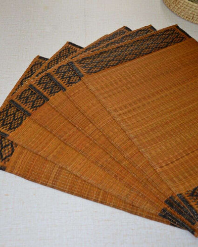 Masland Madurkathi Brown & Black Placemats | Set Of 6 | 18 x 12 inches