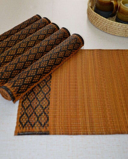 Masland Madurkathi Brown & Black Placemats | Set Of 6 | 18 x 12 inches