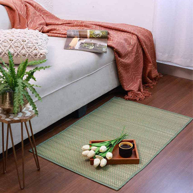 Olive Green Madurkathi Floor Mat | 36 x 24 inches