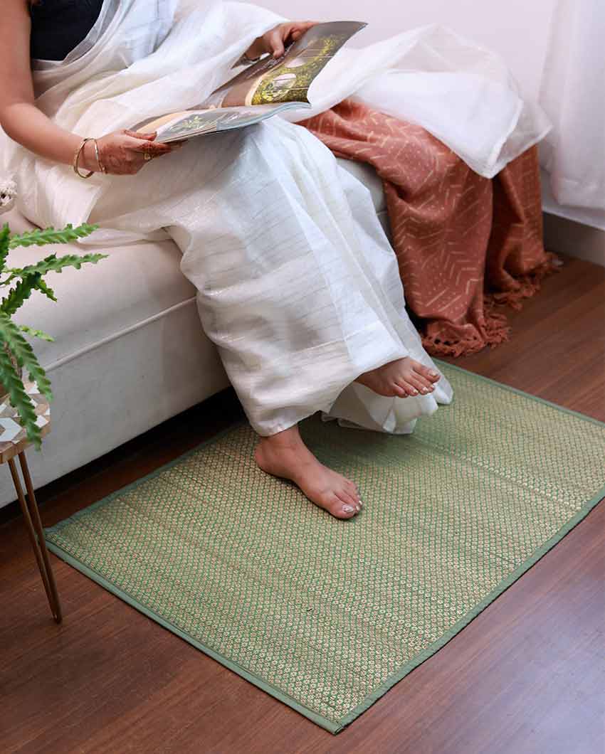 Olive Green Madurkathi Floor Mat | 36 x 24 inches