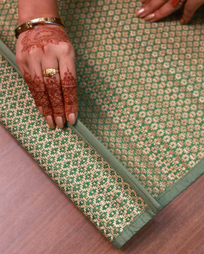 Olive Green Madurkathi Floor Mat | 36 x 24 inches