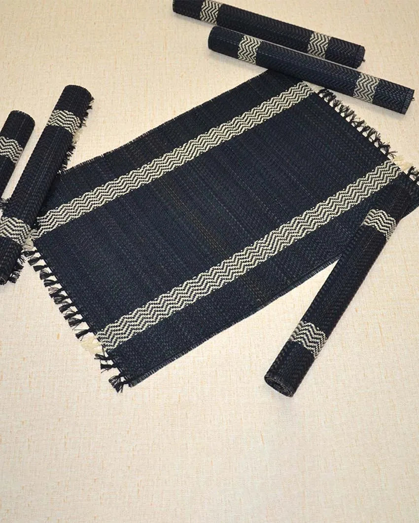 Charcoal Madurkathi Tassels Placemats | Set of 6