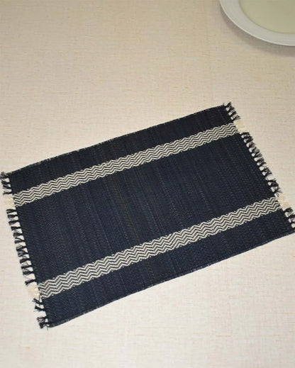 Charcoal Madurkathi Tassels Placemats | Set of 6