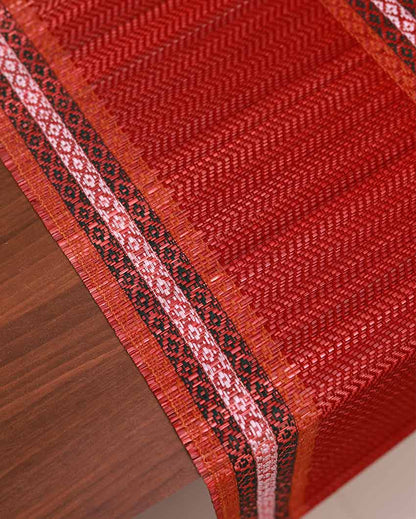 Maroon Madurkathi Tassels Table Runner | 60 x 12 inches