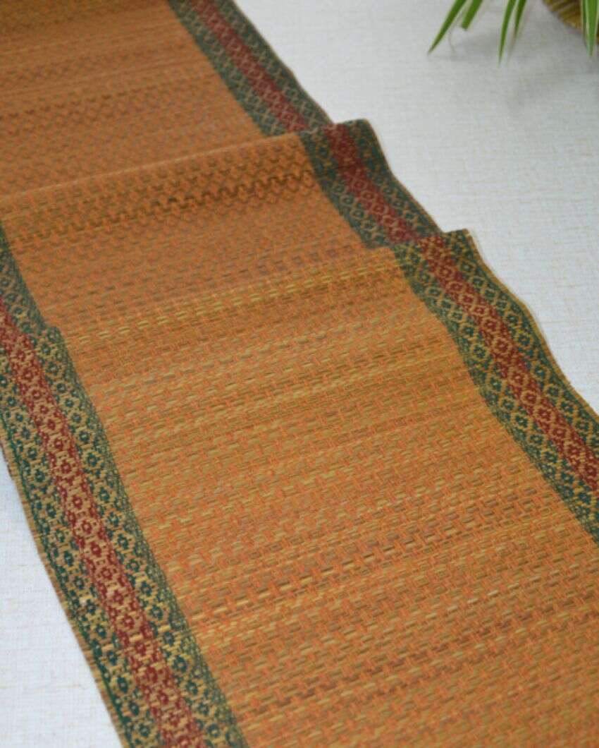 Beautiful Madurkathi Tassels Table Runner Mustard | 60 X 12 inches