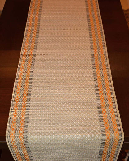 Ivory Madurkathi Tassels Table Runner | 60x12 inches