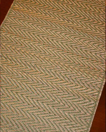 Madurkathi Tassels Chevron Table Runner Sage Green | 60 x 12 inches