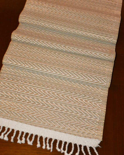 Madurkathi Tassels Chevron Table Runner Ivory | 60 x 12 inches