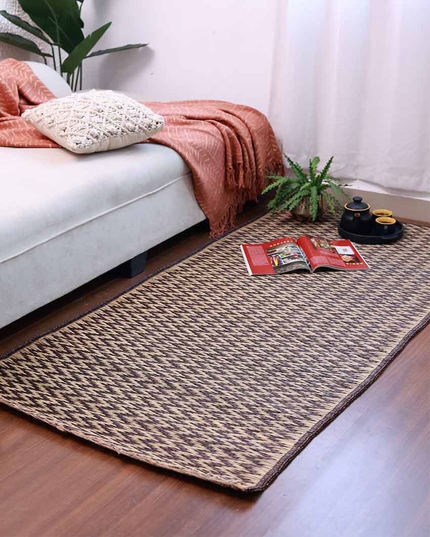 Handcrafted Madurkathi Chevron Floor Mat | 72 X 36 inches