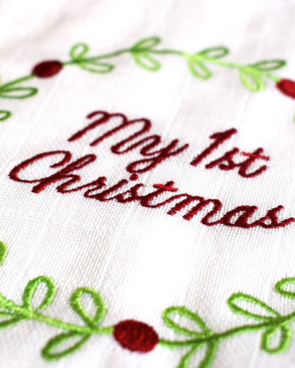 Festive My 1st Christmas Bib | 9 x 7 inches