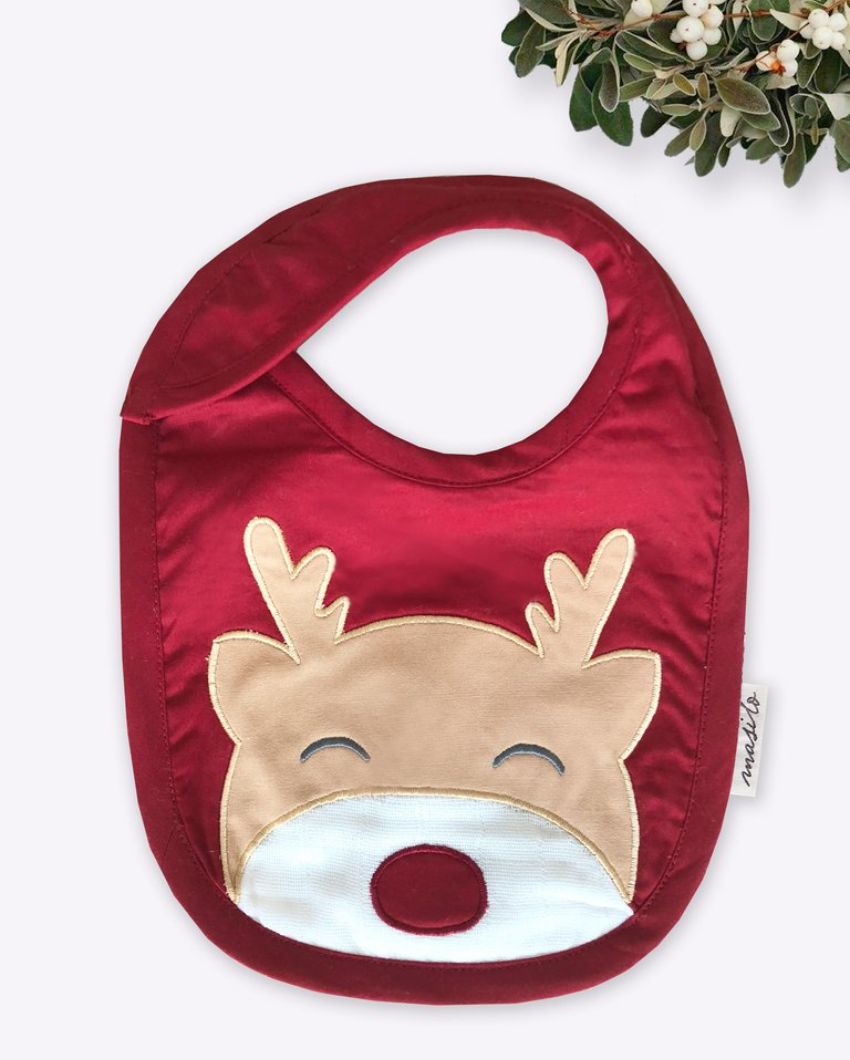 Rudolph Festive Christmas Bib | 9 x 7 inches