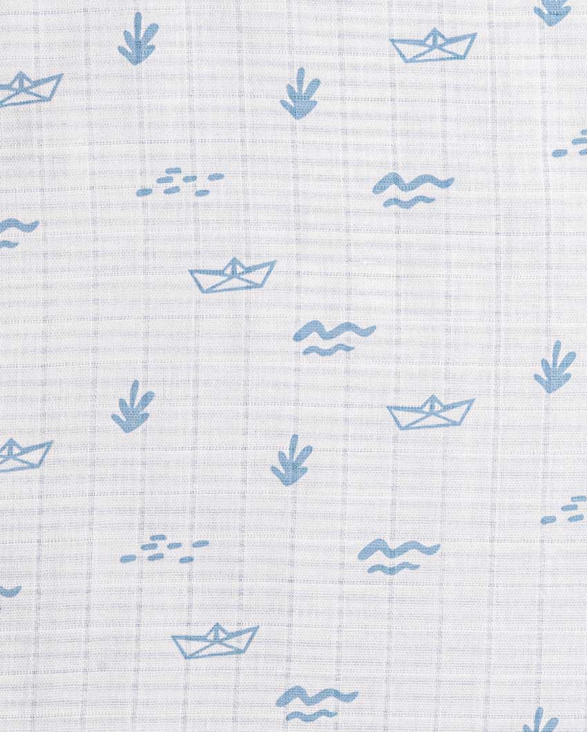 Nautical Boat Organic Muslin Blanket | 27 x 27 inches