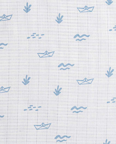 Nautical Boat Organic Muslin Blanket | 27 x 27 inches