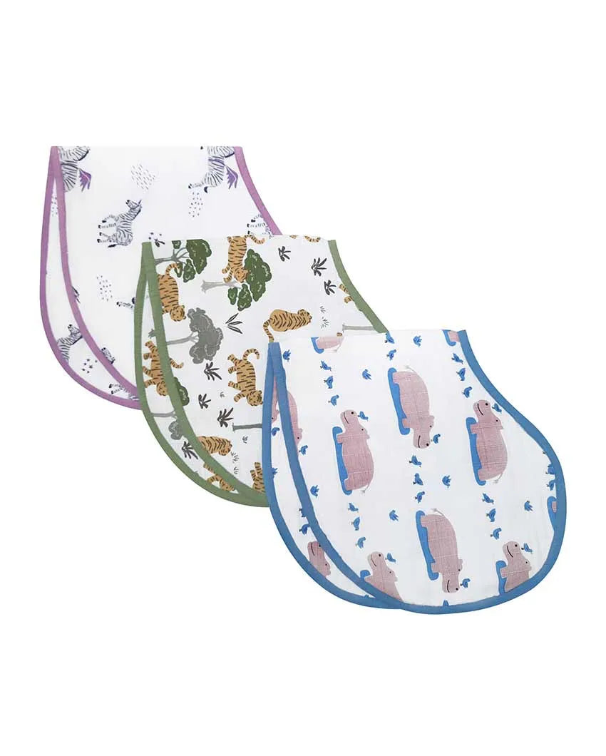 Safari Organic Muslin Burp Cloth & Bibs | Set of 3 | 22 x 10 inches