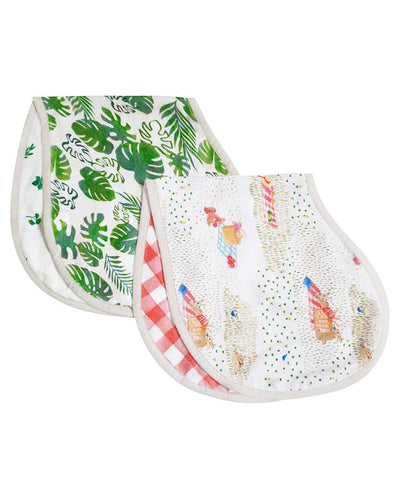 Picnic Party Bamboo Muslin Burp Cloth & Bibs | Set of 2 | 22 x 10 inches