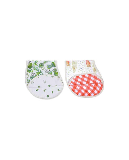 Picnic Party Bamboo Muslin Burp Cloth & Bibs | Set Of 2 | 22 x 9.5 inches
