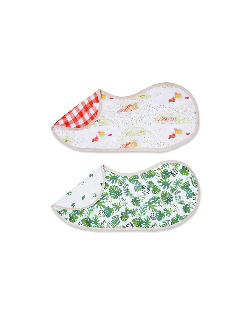 Picnic Party Bamboo Muslin Burp Cloth & Bibs | Set Of 2 | 22 x 9.5 inches