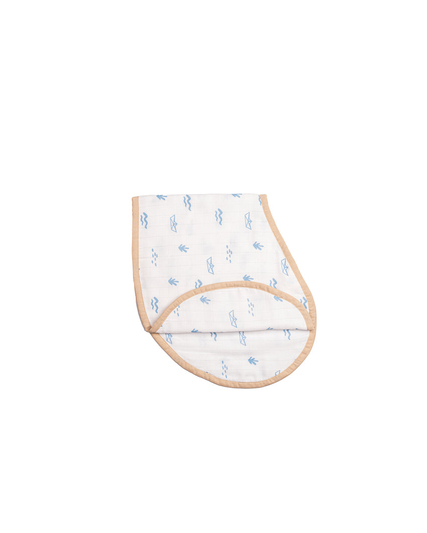 Sweet Boat Muslin Burp Cloth & Bib | Set of 2 | 22 x 8 inches