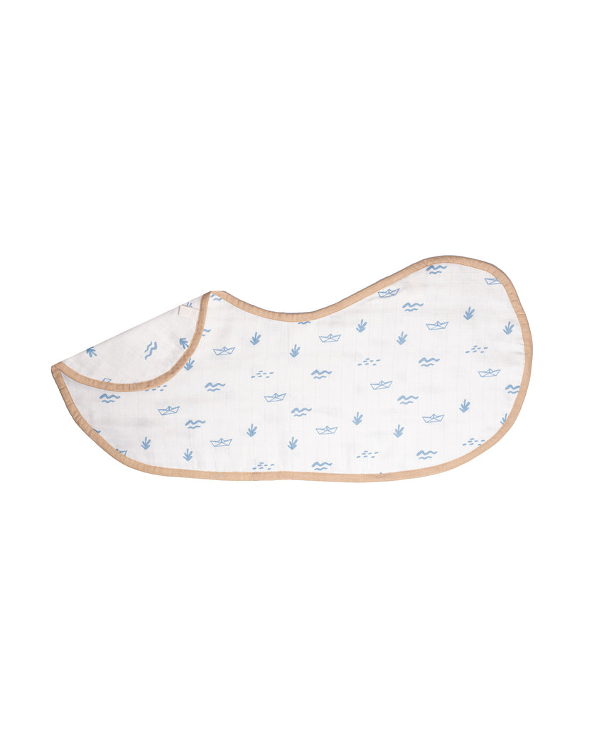 Sweet Boat Muslin Burp Cloth & Bib | Set of 2 | 22 x 8 inches